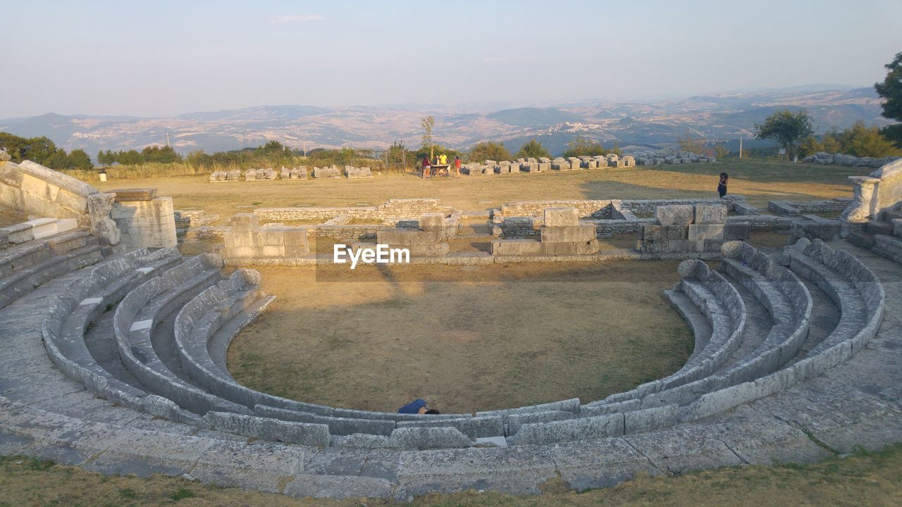 High angle view of old ruins