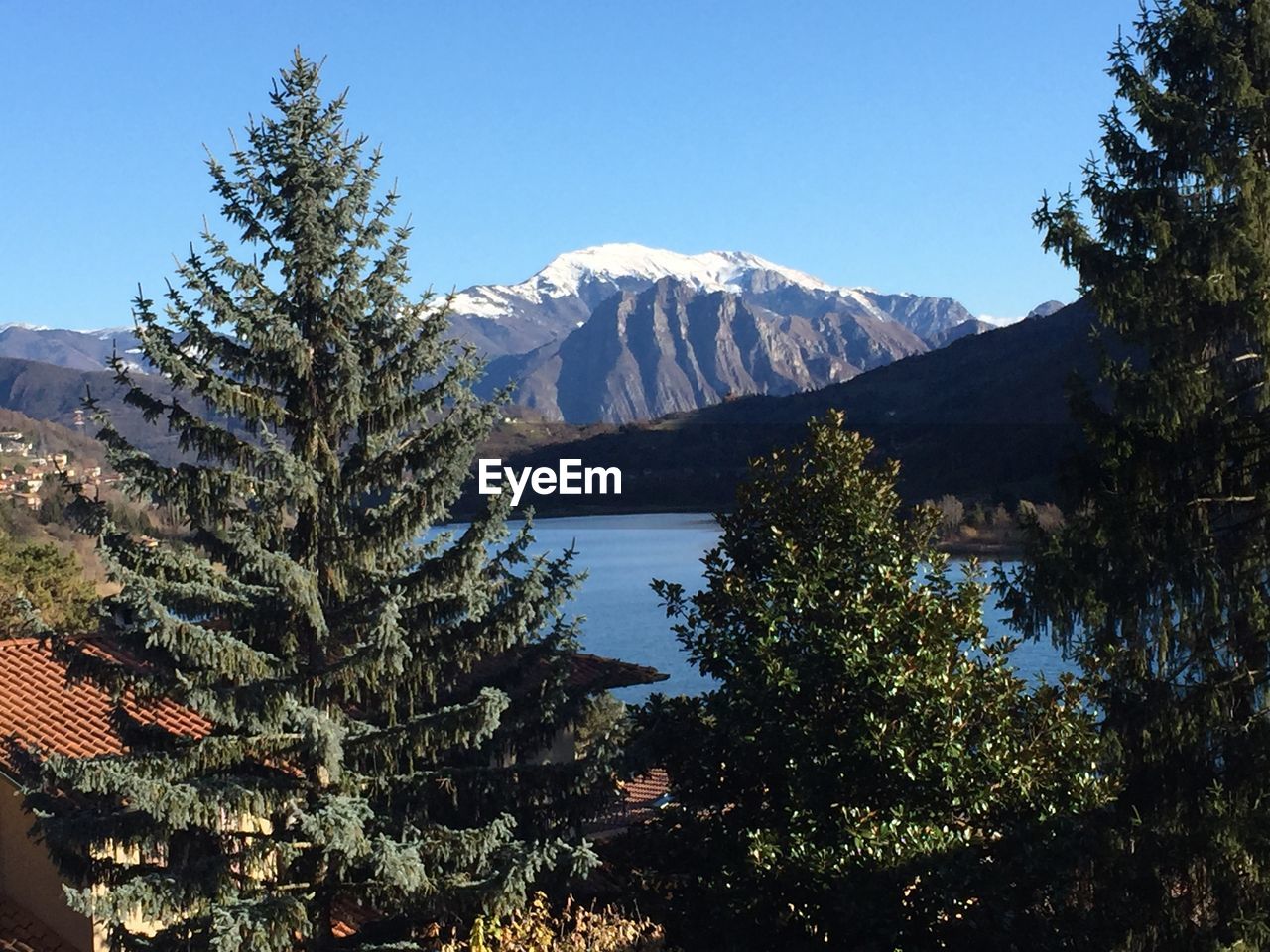 SCENIC VIEW OF LAKE AGAINST CLEAR SKY