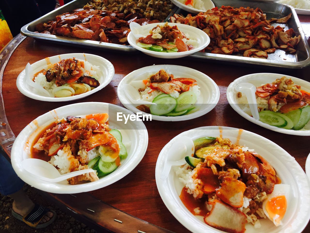 High angle view of food on table