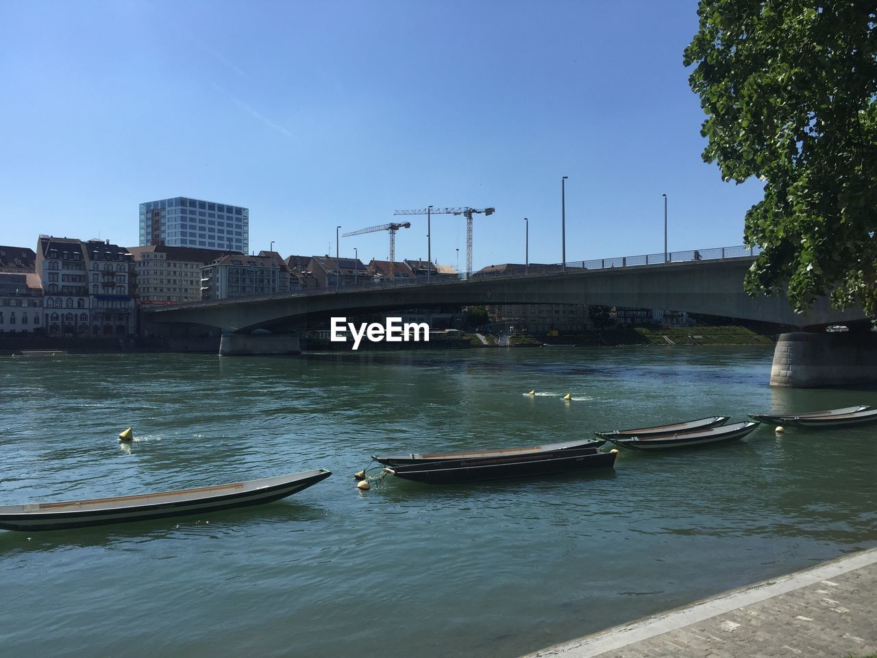 Scenic view of rhine river against clear sky