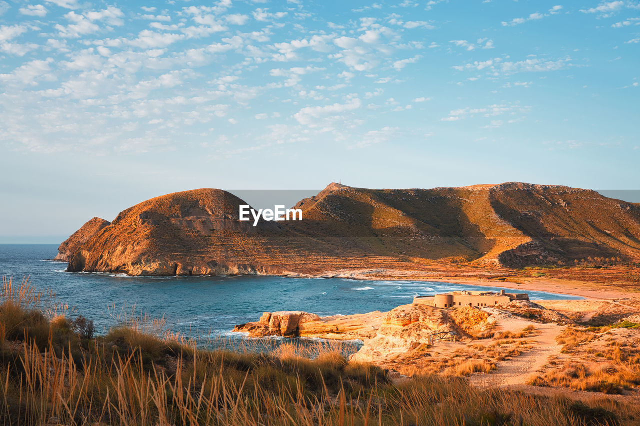 View of the castle of san ramon, cabo de gata-nijar natural park, almeria, spain