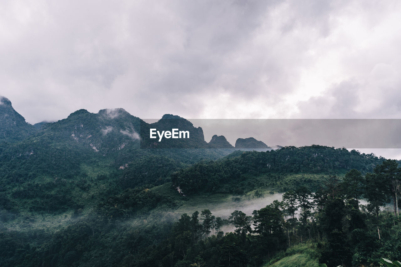 Scenic view of mountains against sky