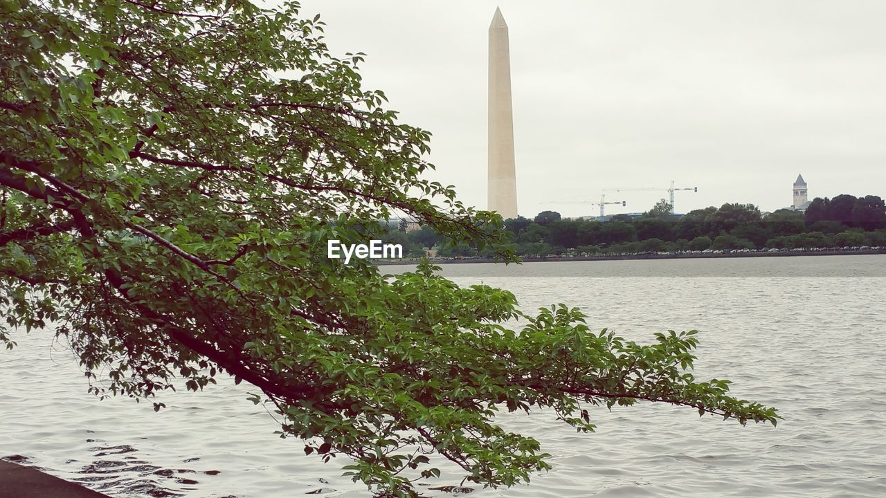 VIEW OF RIVER WITH TREES IN BACKGROUND