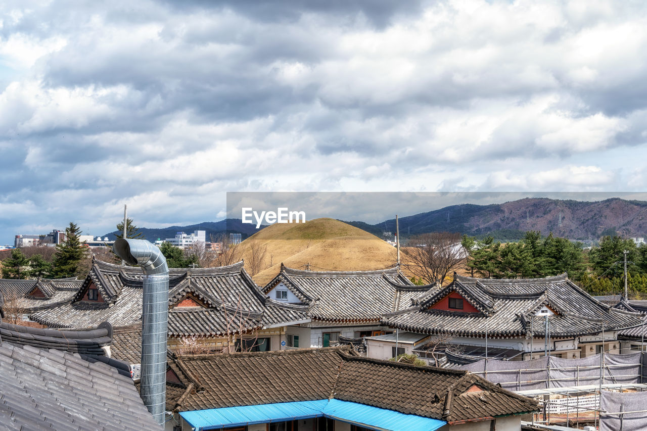 Famous hwangridan street viewed from above with various shops and restaurants taken in gyeongju, sou