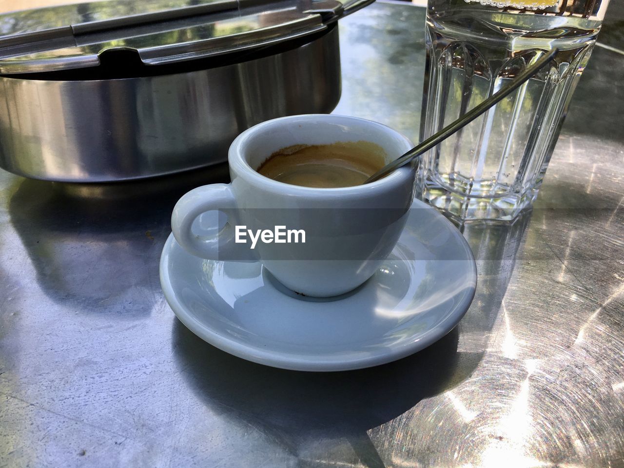 Espresso on table.