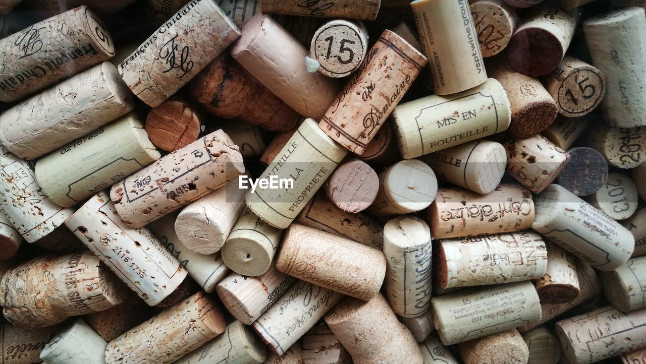 Full frame shot of wine corks