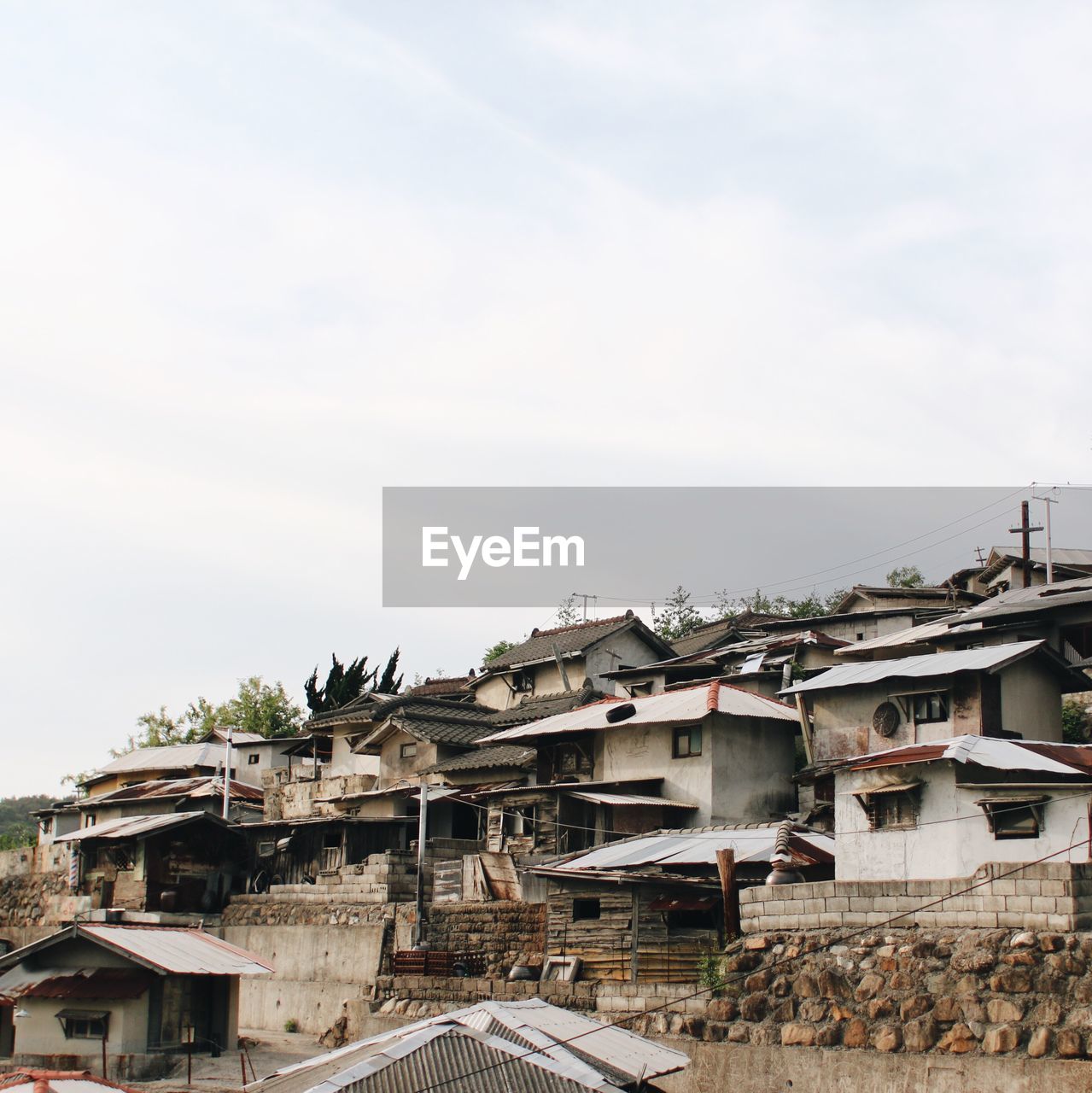 Residential district against sky