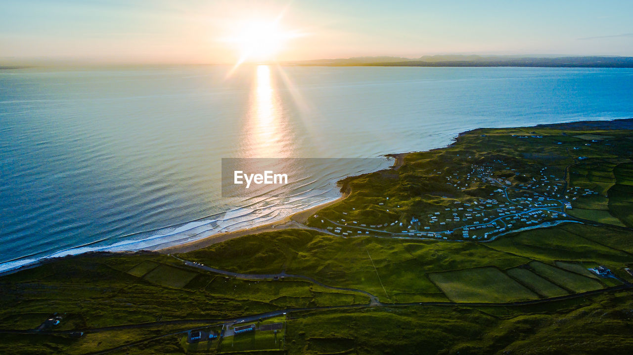 Scenic view of sea during sunset