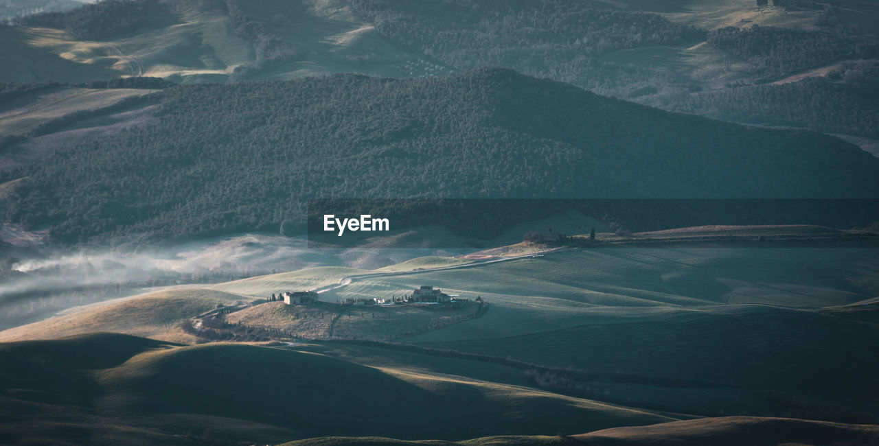 HIGH ANGLE VIEW OF MAJESTIC SNOWCAPPED MOUNTAINS