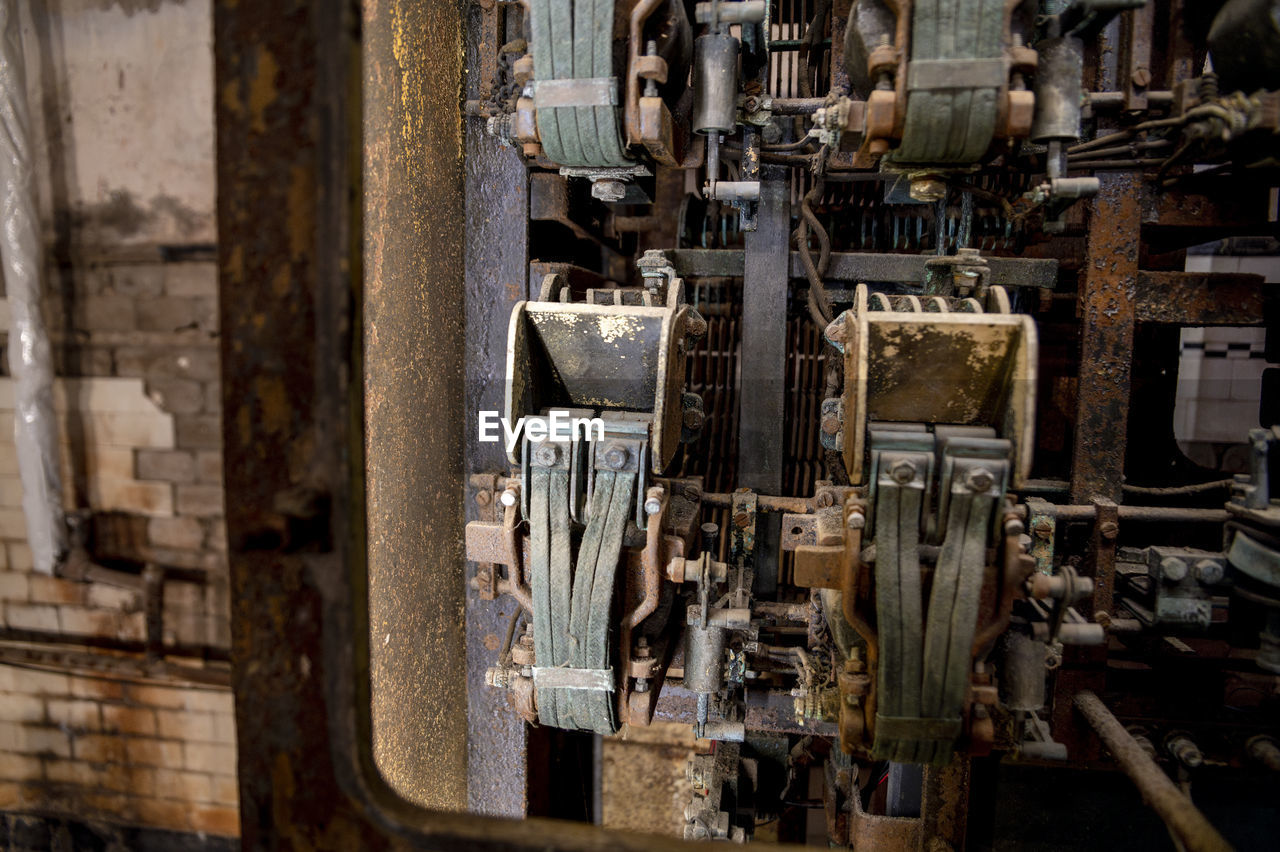 industry, iron, factory, wood, ancient history, no people, indoors, abandoned, urban area, metal, old, architecture, day