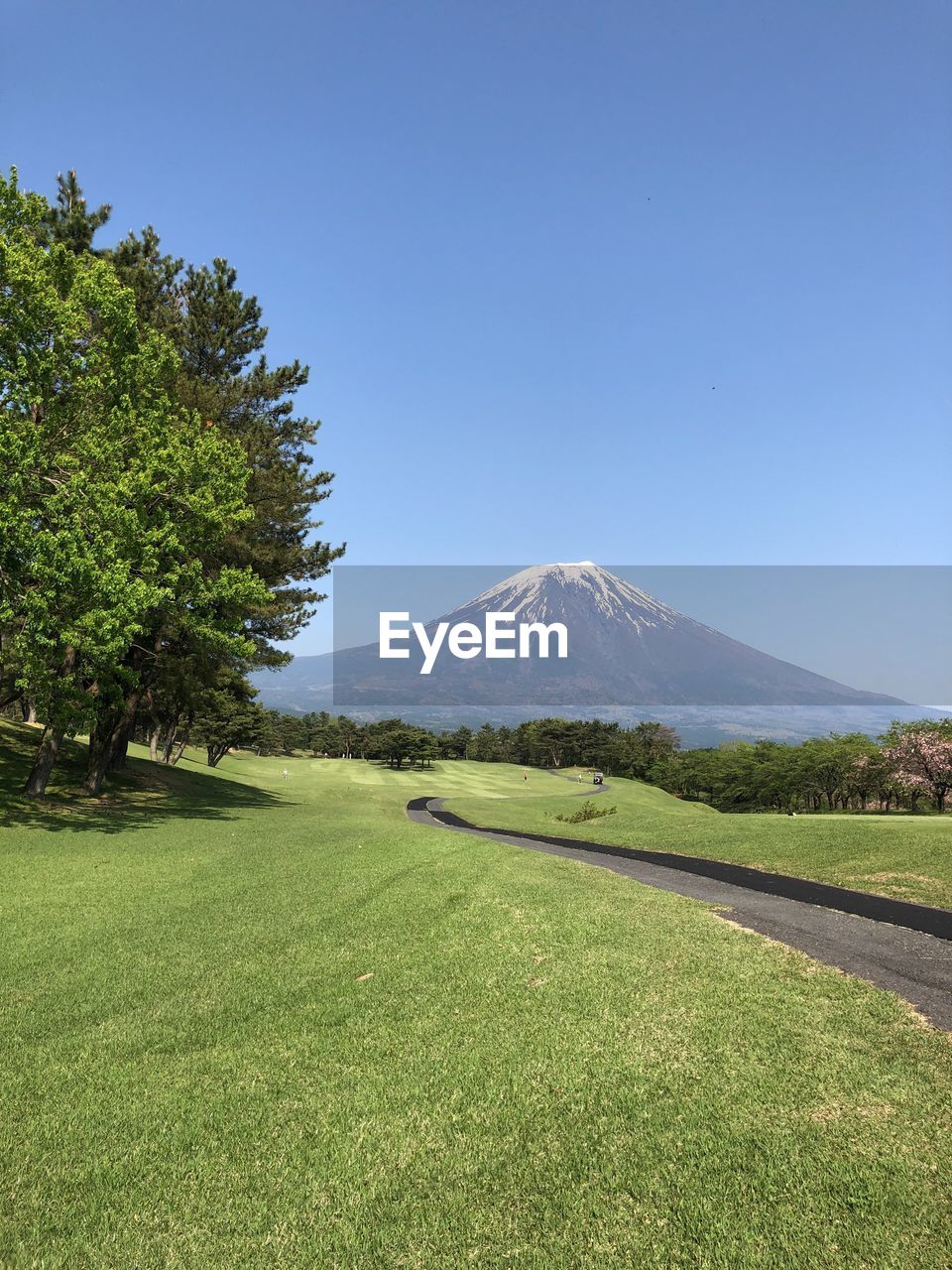 Scenic view of landscape against clear blue sky