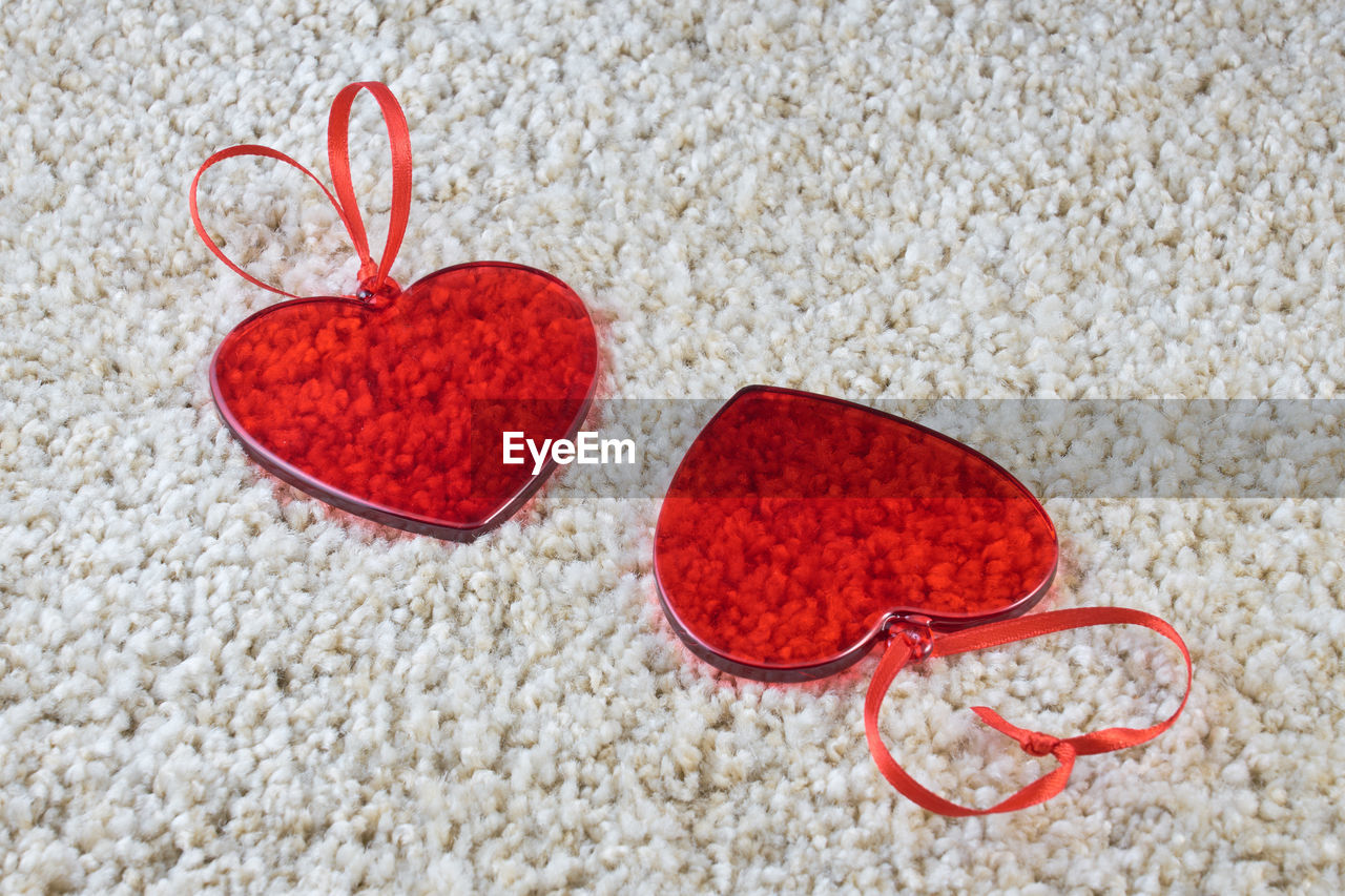 Close-up of heart shape on carpet