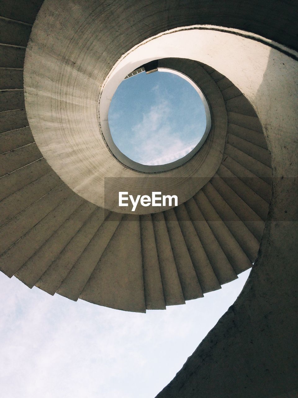 Directly below shot of spiral staircase