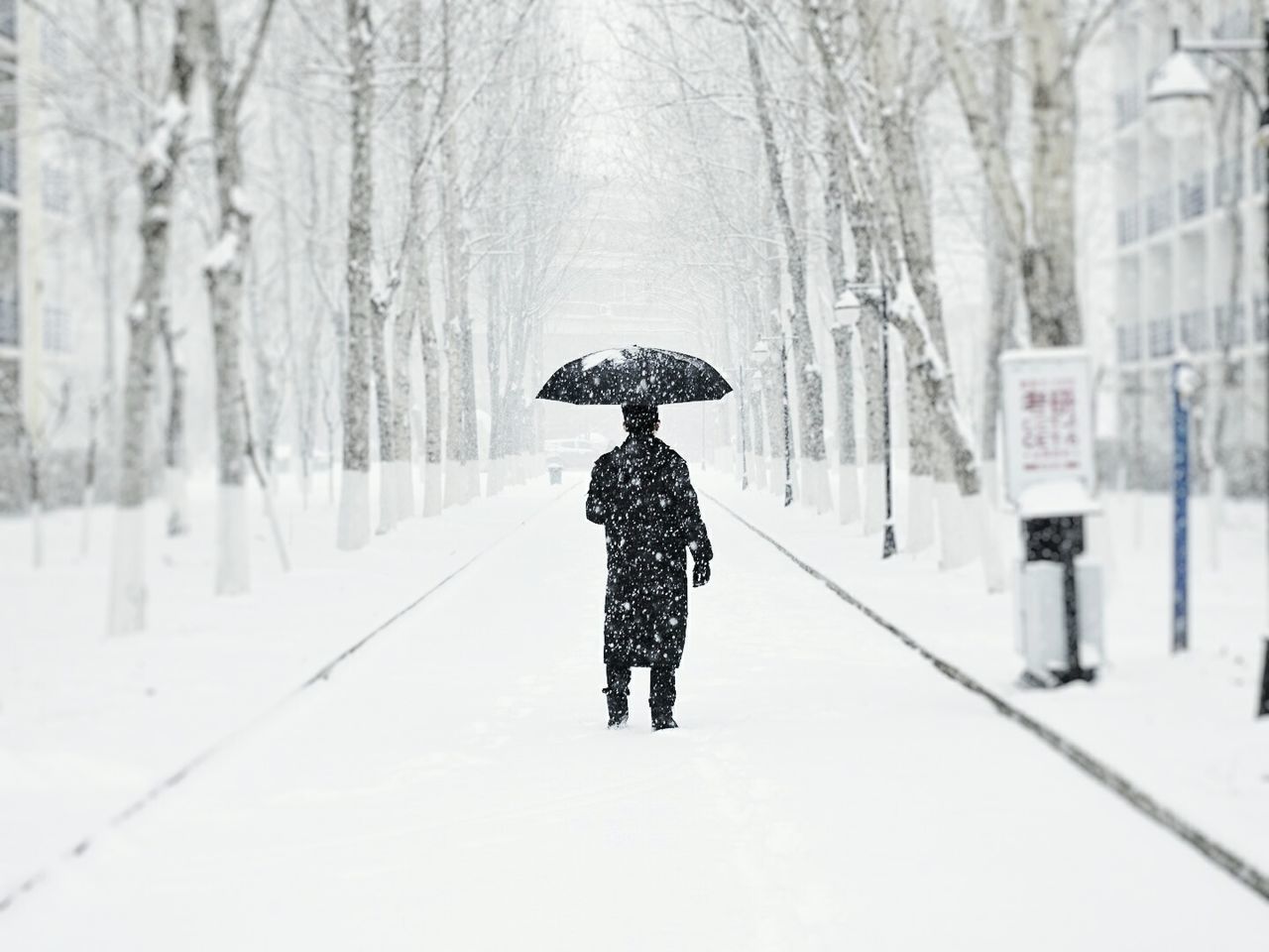 FULL LENGTH OF MAN WALKING ON SNOW