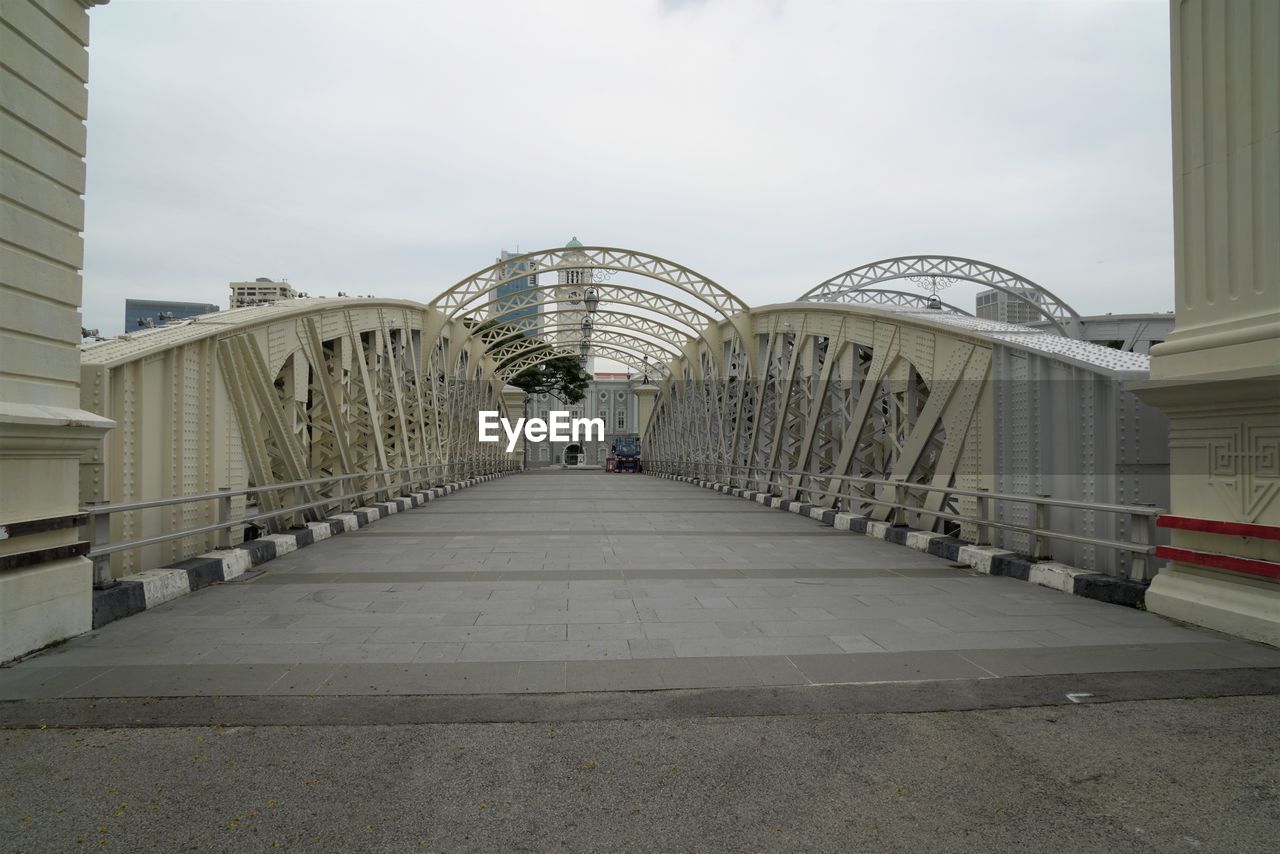 VIEW OF FOOTBRIDGE AMIDST BUILDINGS IN CITY