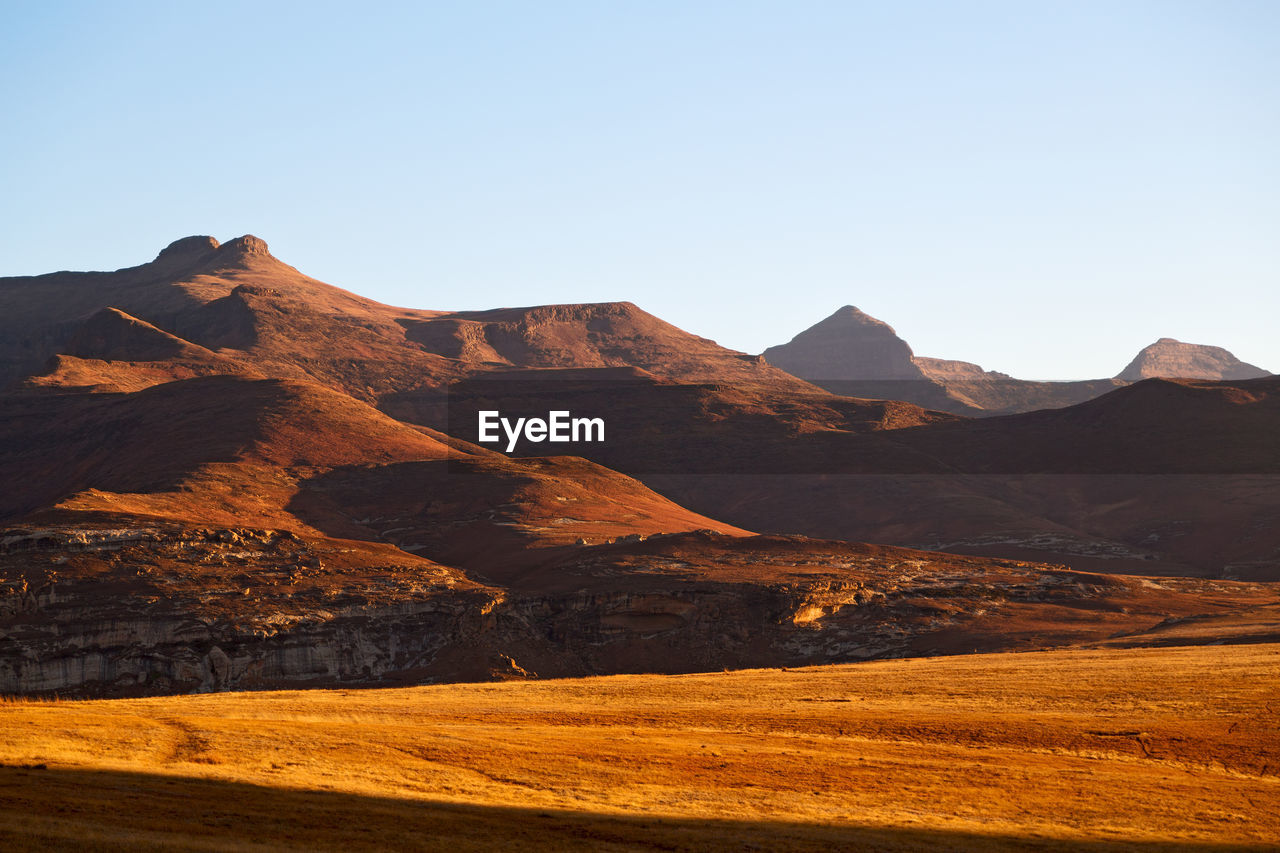 SCENIC VIEW OF MOUNTAINS AGAINST CLEAR SKY