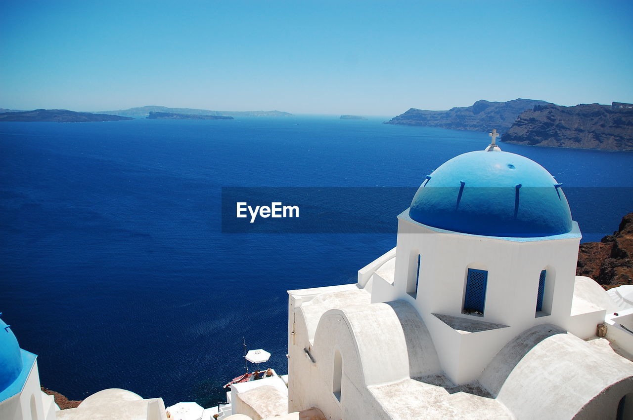 Blue sea with buildings