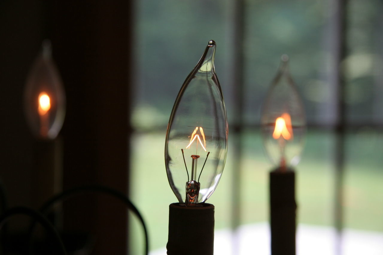 Close-up of electric candles