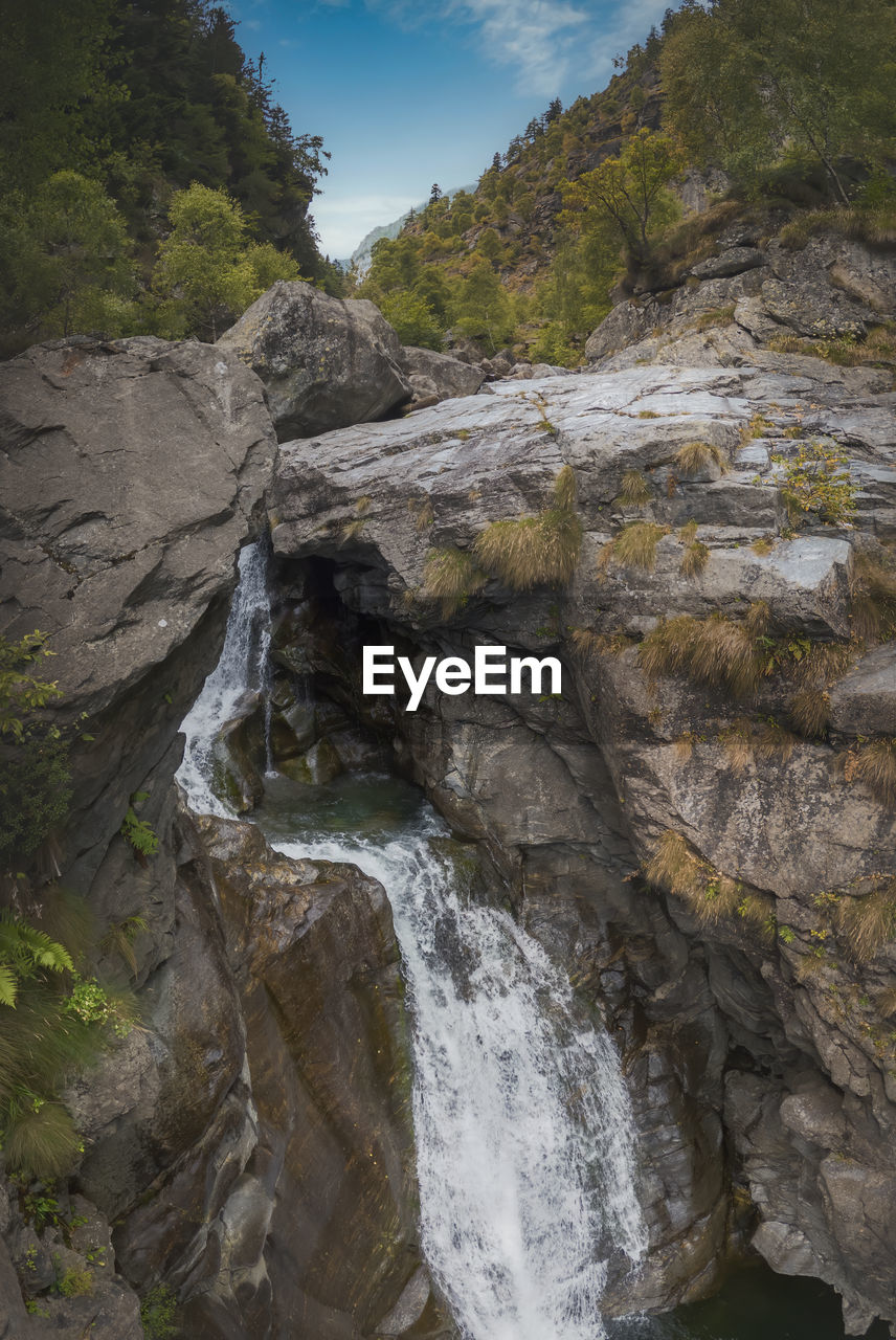 Scenic view of waterfall