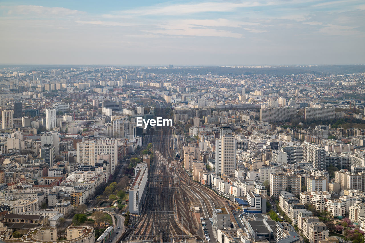 Aerial view from tour montparnasse at the city of paris, france