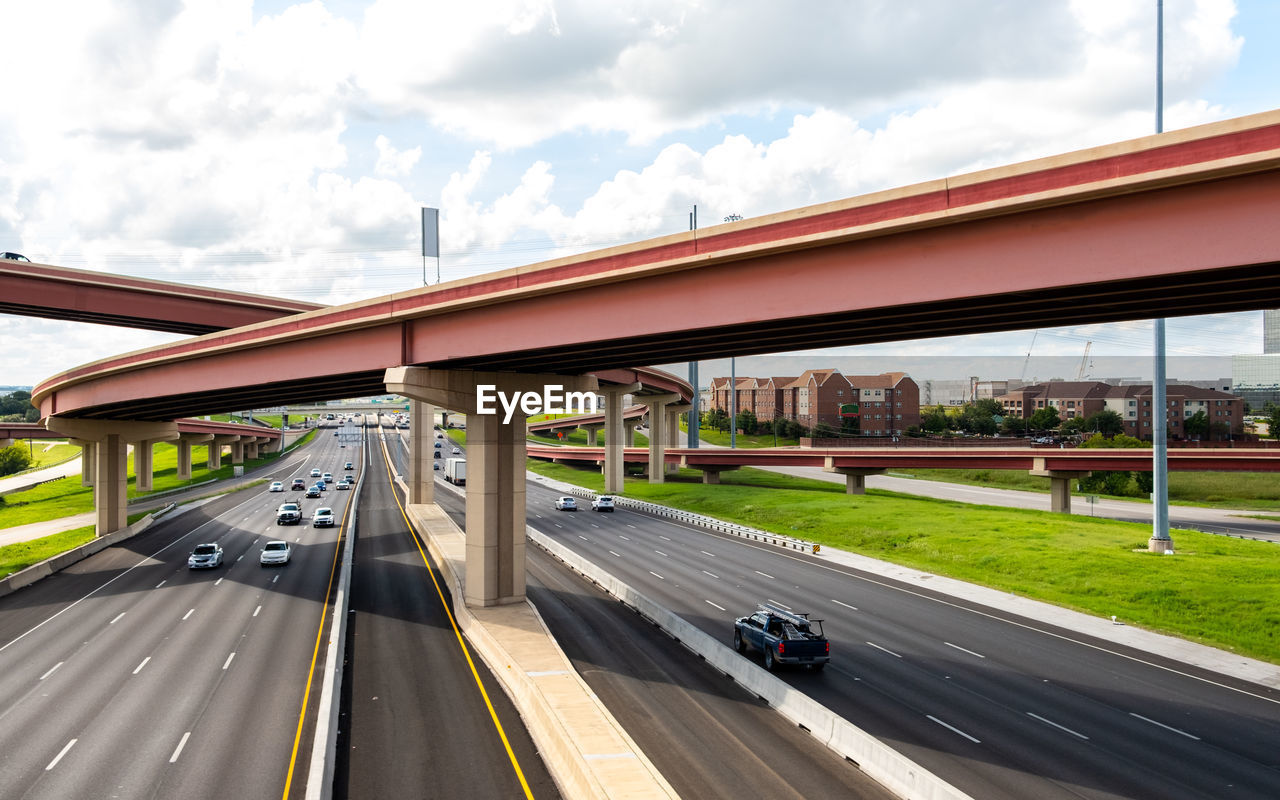 VIEW OF BRIDGE IN CITY AGAINST SKY