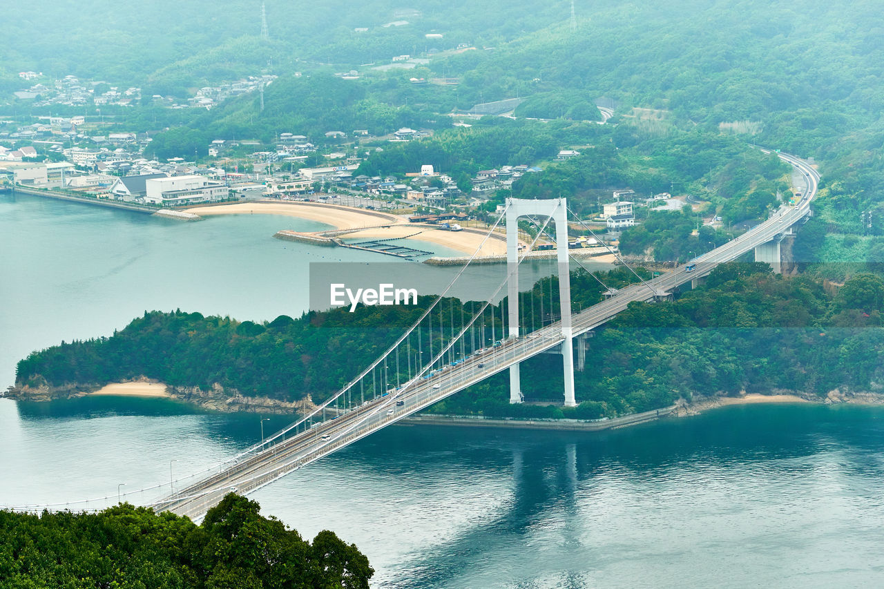 High angle view of bridge over sea