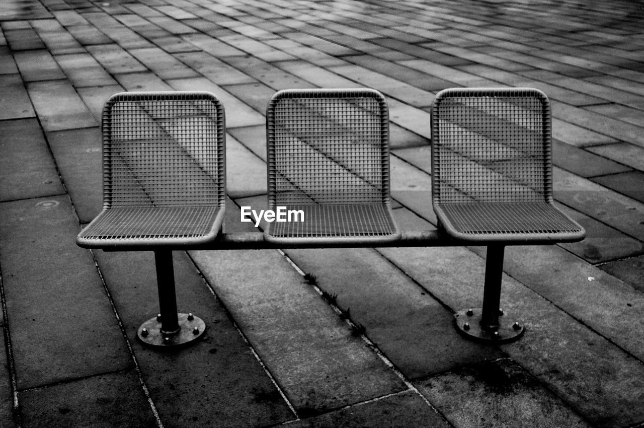 Empty seats on footpath