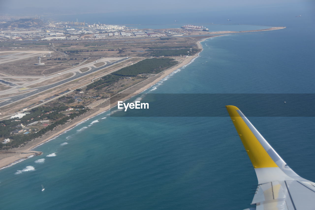 Aerial view of seascape and landscape