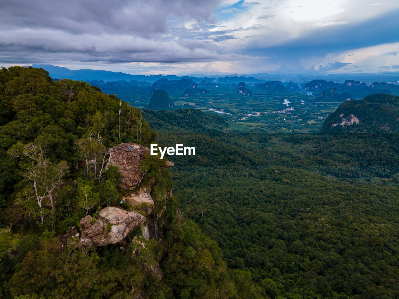 high angle view of mountains against sky