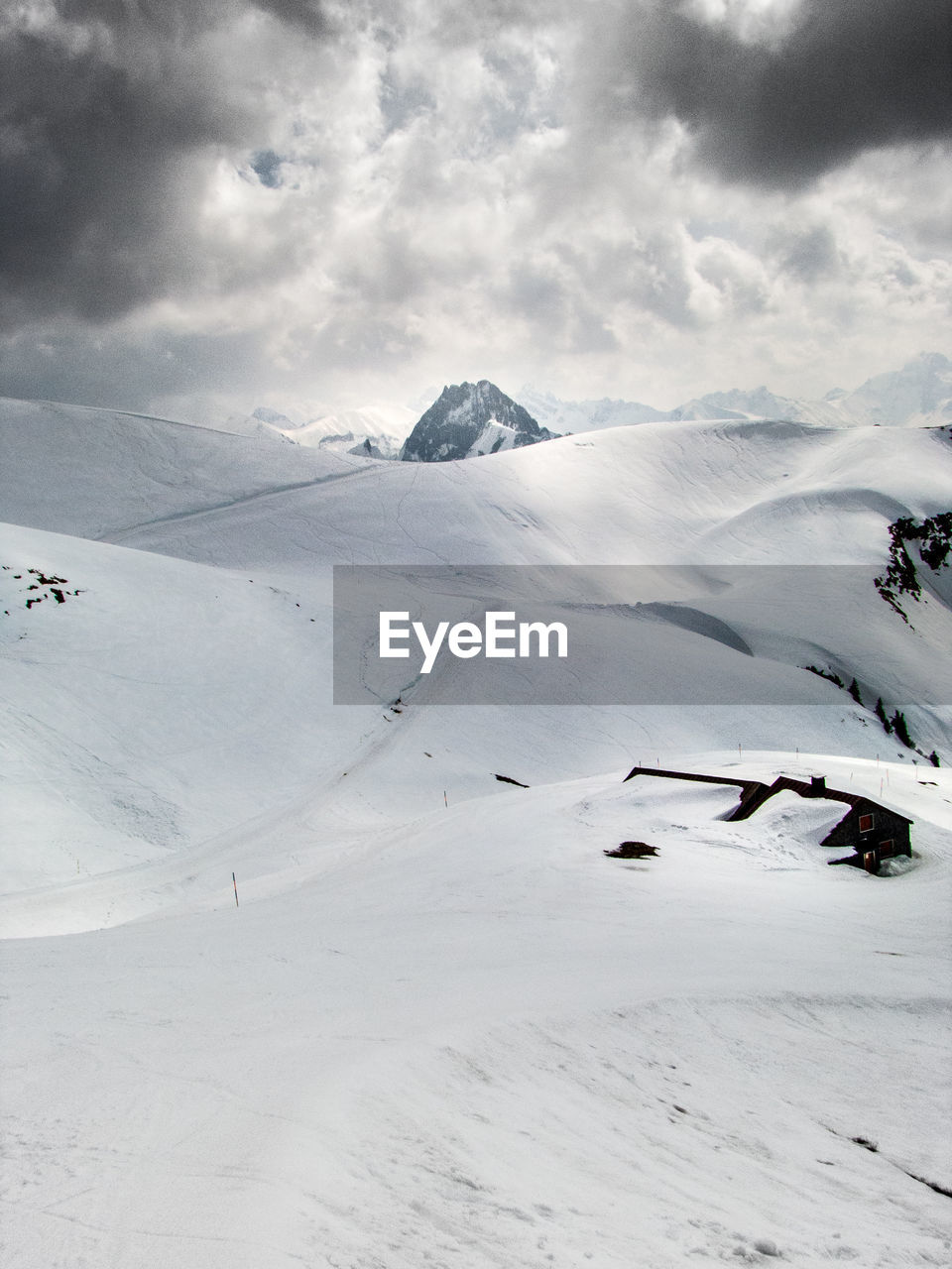 Scenic view of snow covered landscape against sky