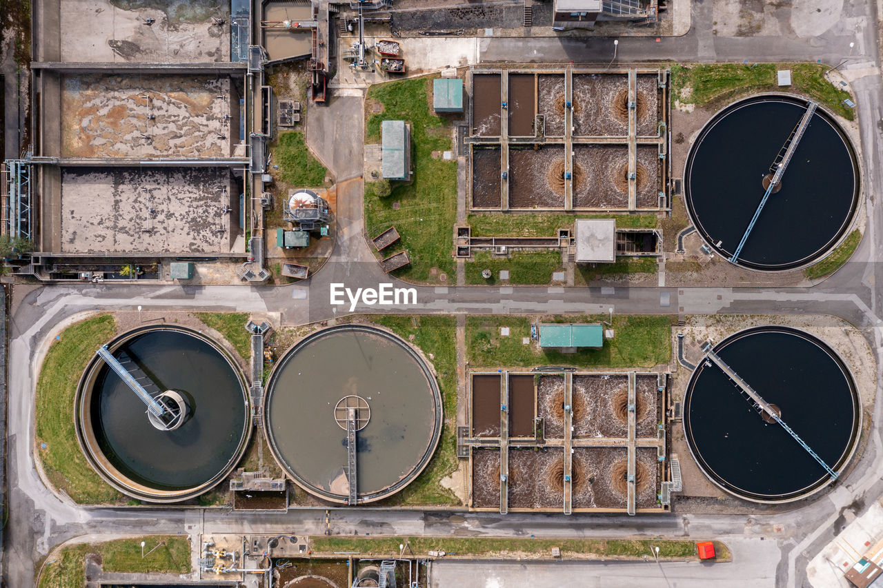 Aerial view of a waste water treatment plant
