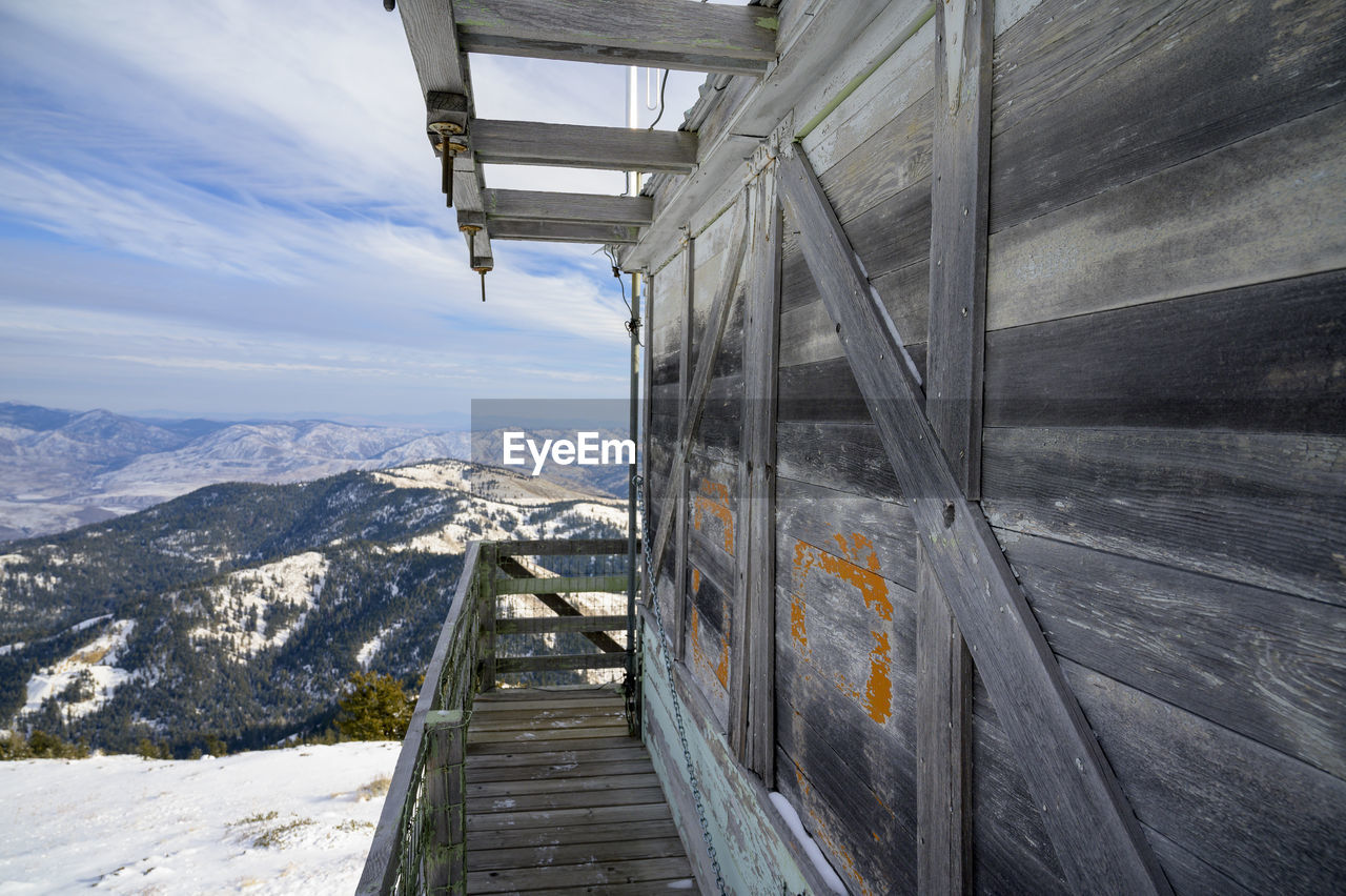 Fire lookout tower in the mountains