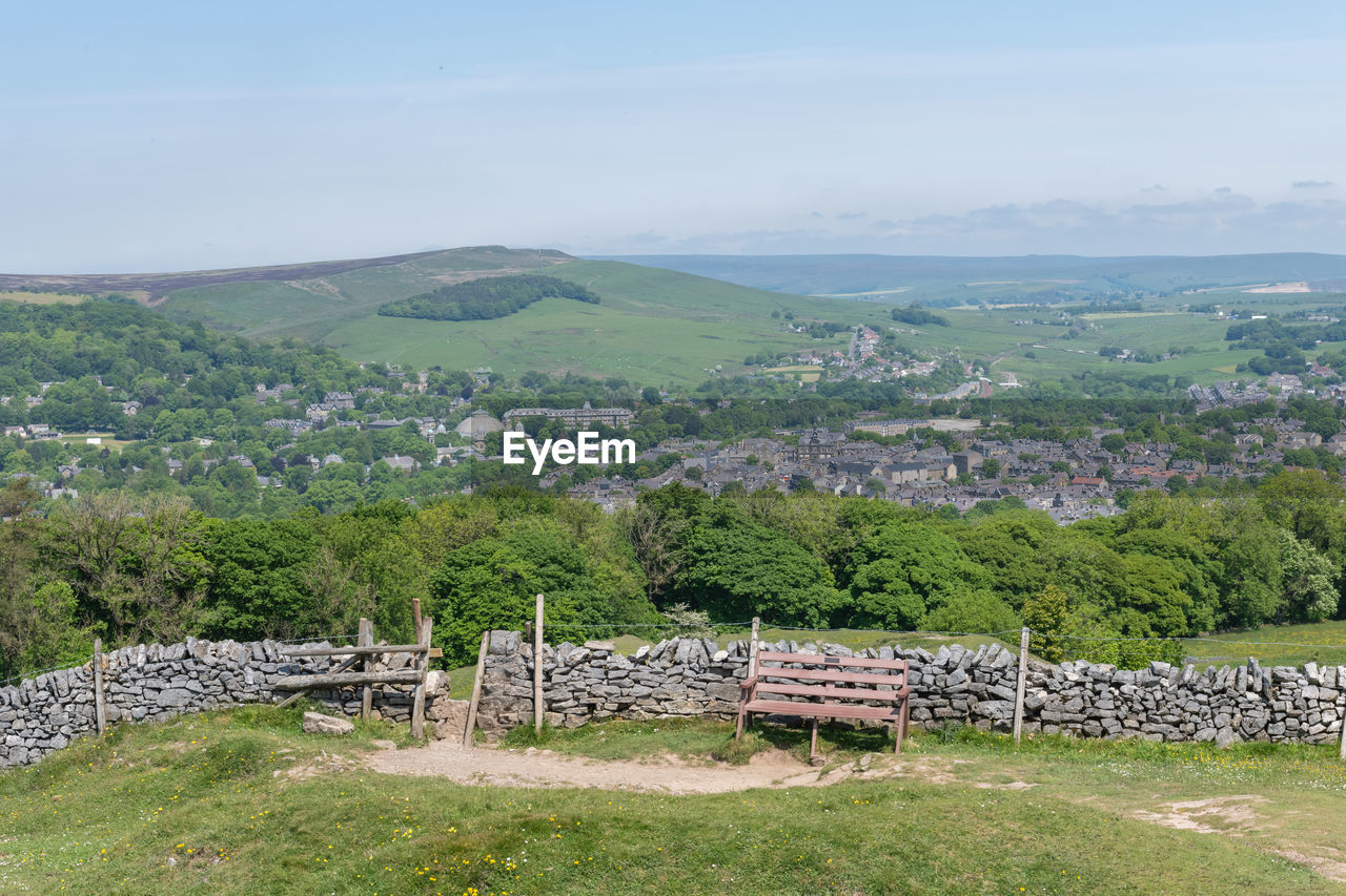 View from buxton country park of buxton town in the peak district