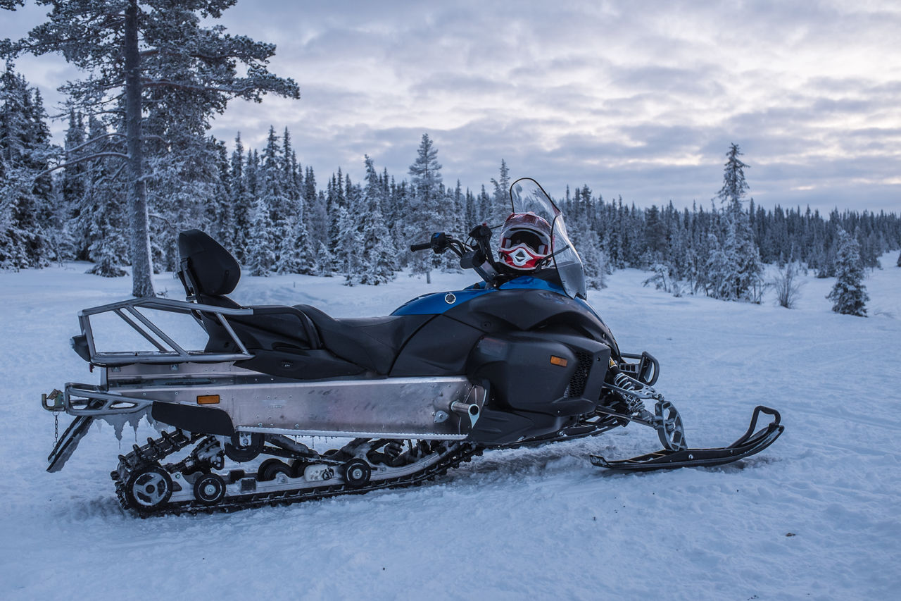 Snow mobile in snow