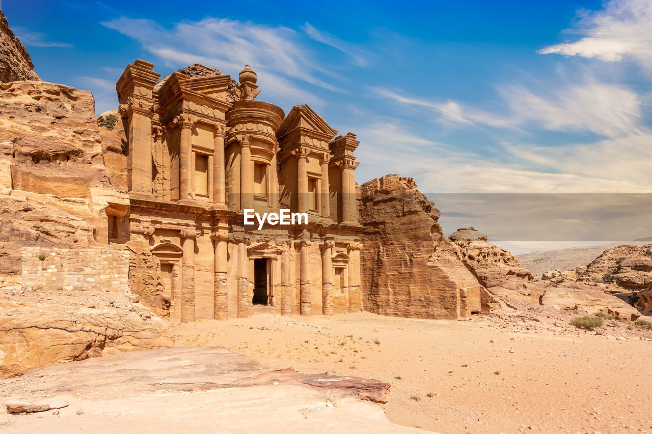 Ad deir or the monastery, ancient nabataean stone carved temple, petra, jordan