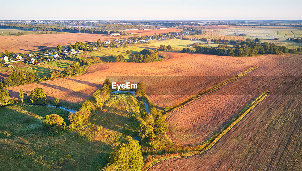 high angle view of agricultural landscape