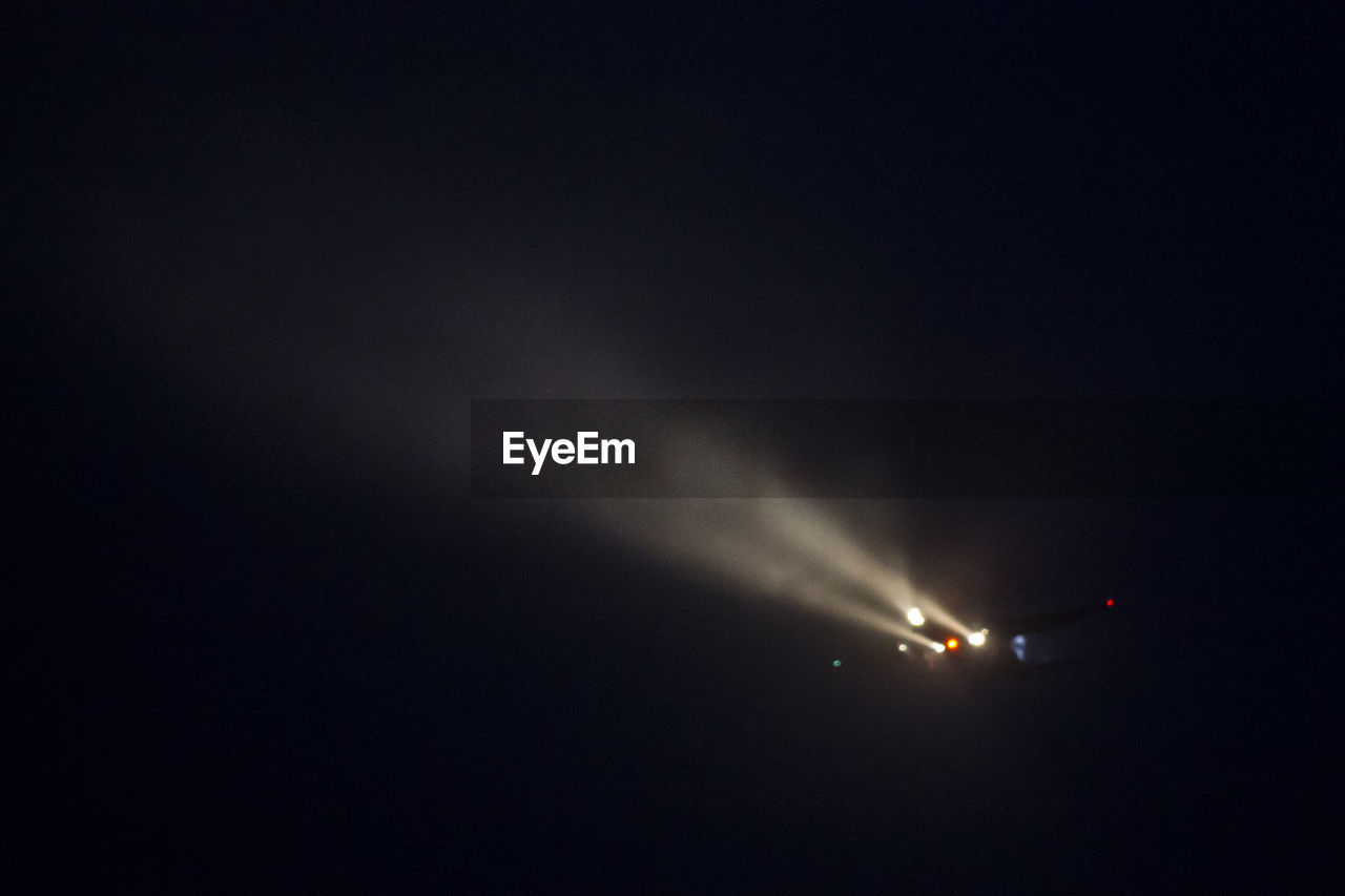 Airplane lights in night