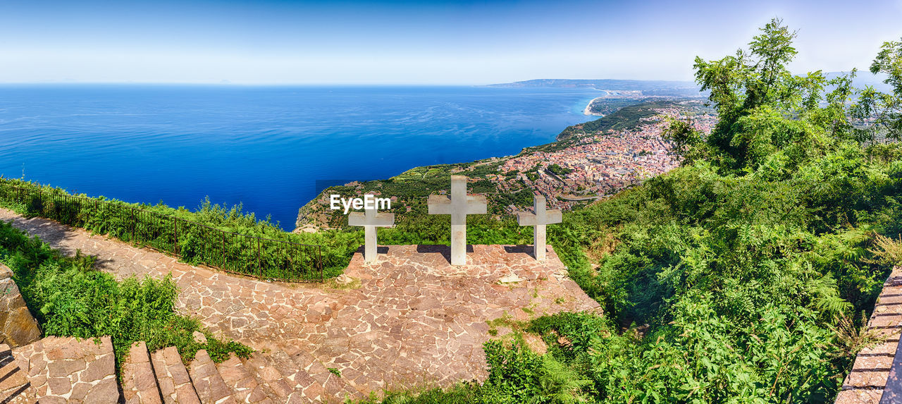 HIGH ANGLE VIEW OF SEA AGAINST SKY