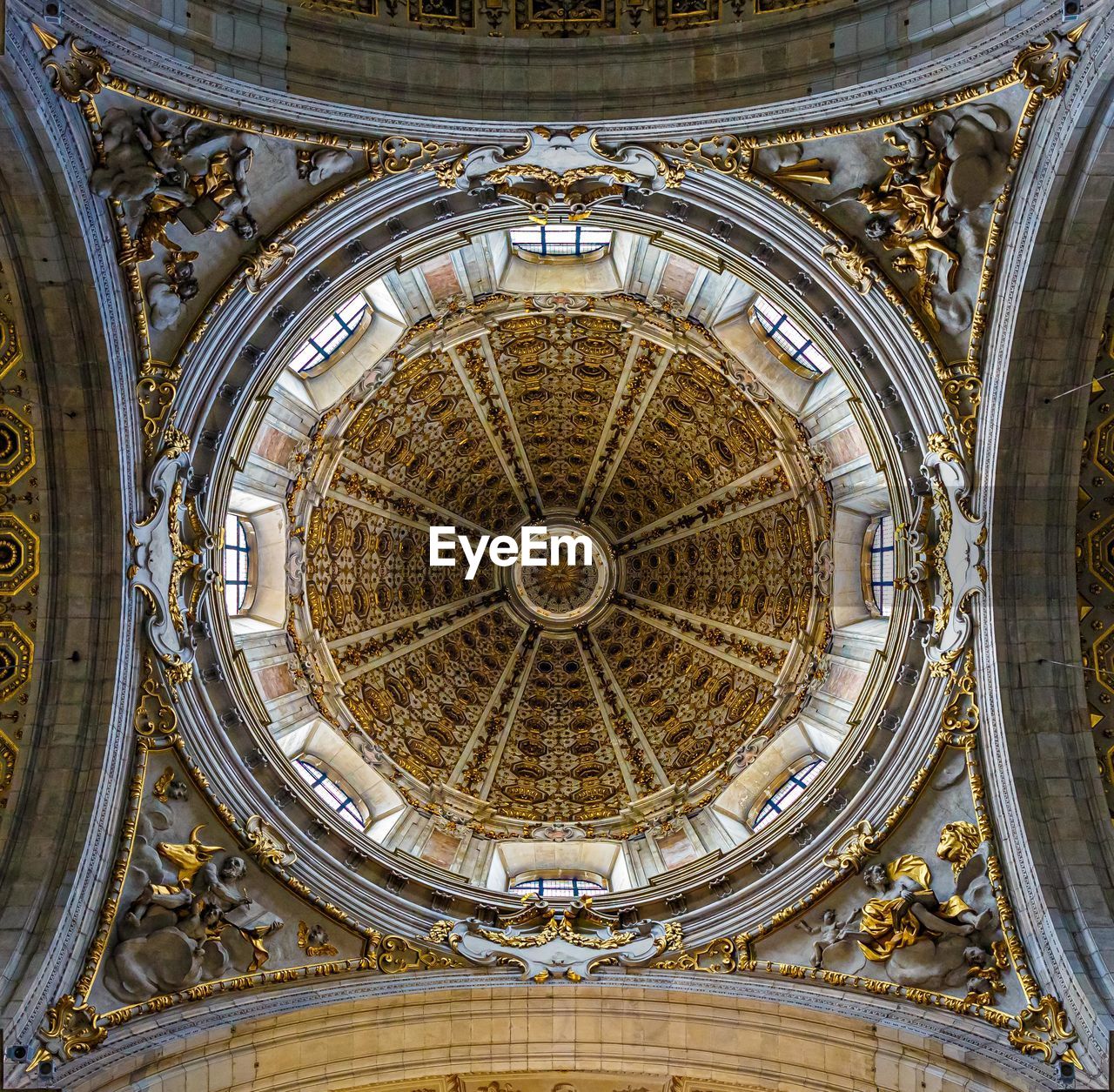 Directly below ceiling in cathedral