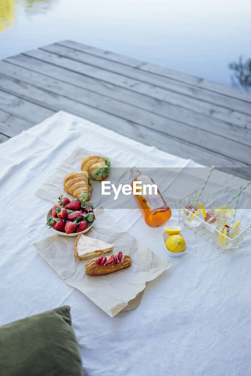 high angle view of food on cutting board