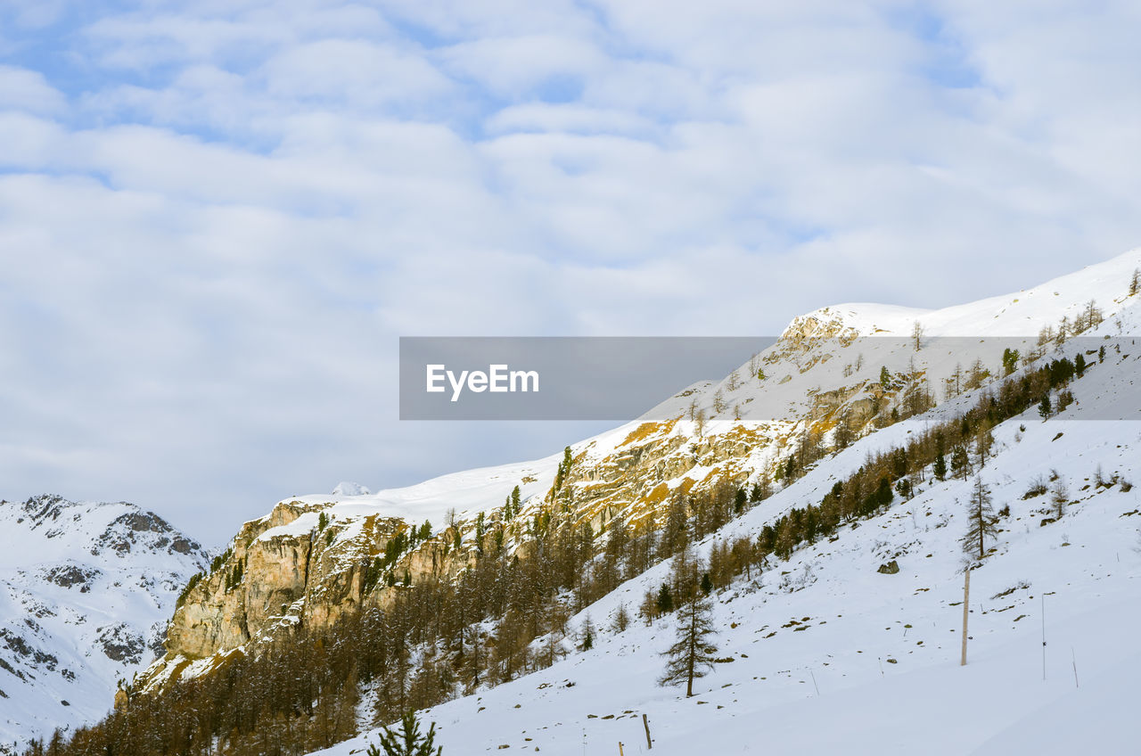 Snow covered mountain against sky
