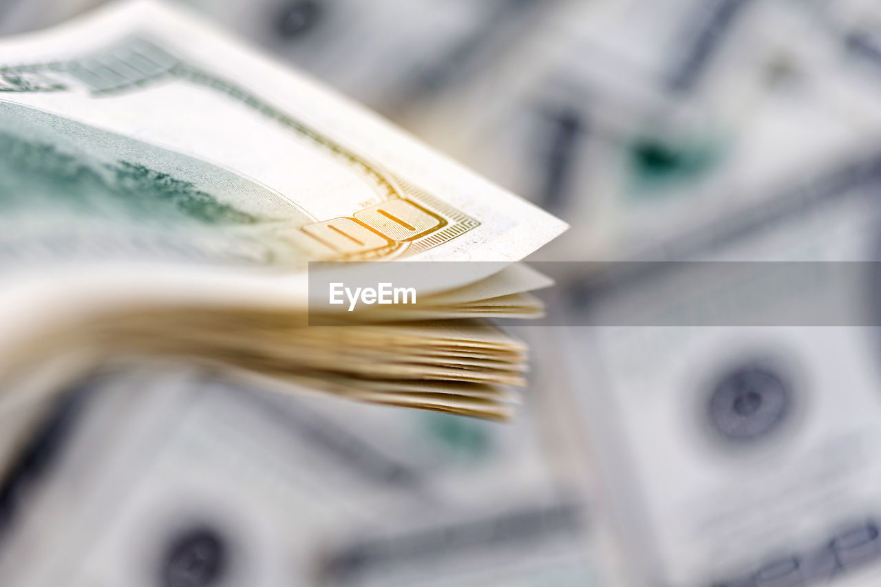 Close-up of paper currencies