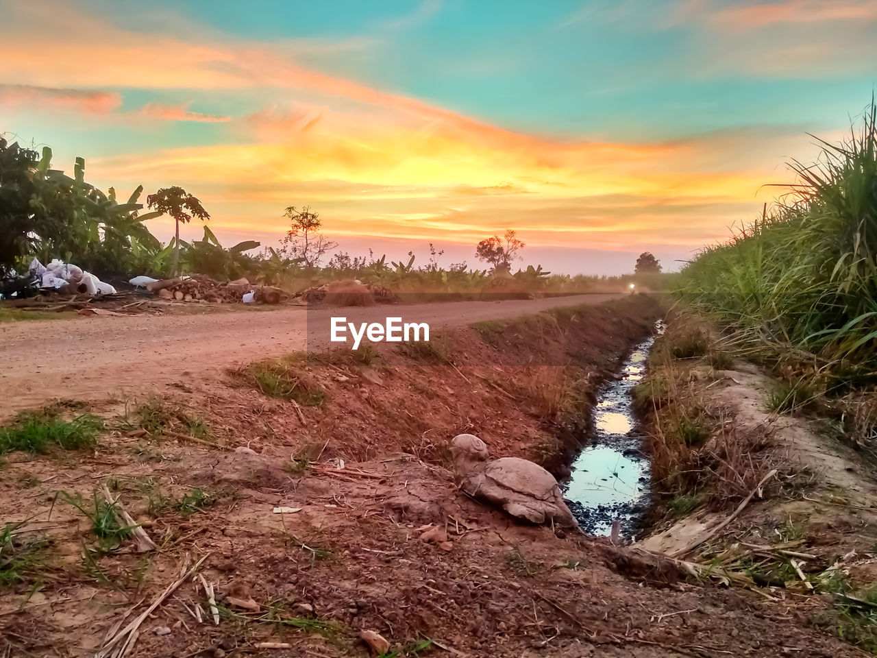 SCENIC VIEW OF LAND DURING SUNSET