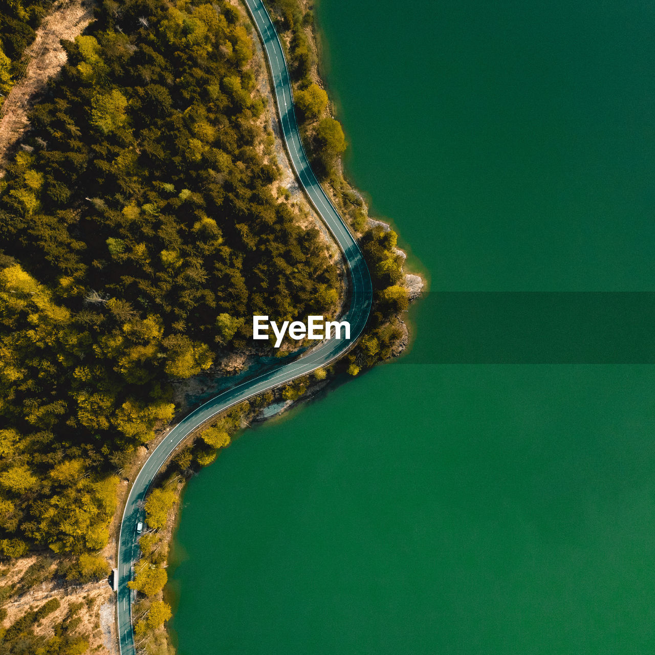 Drone shot over a beautiful lake