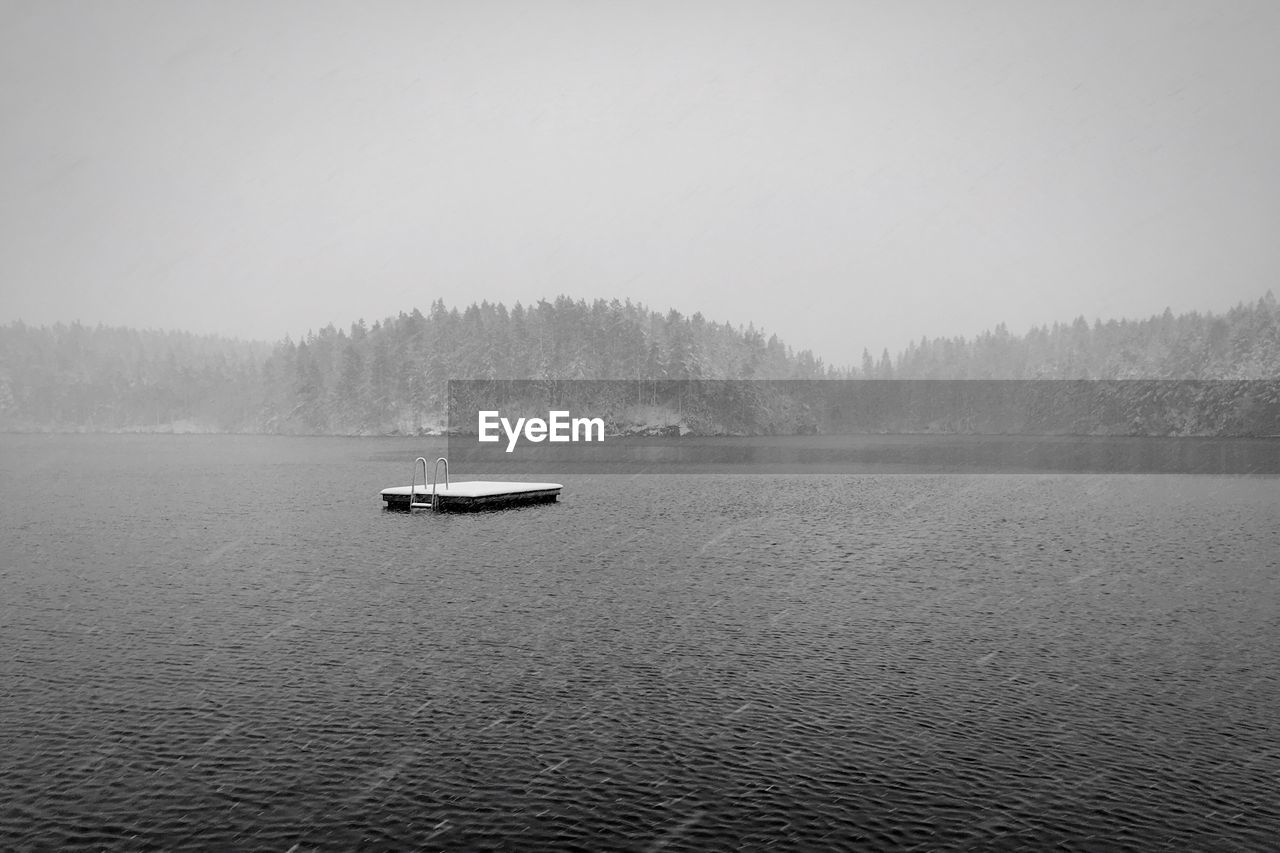 Scenic view of lake against clear sky