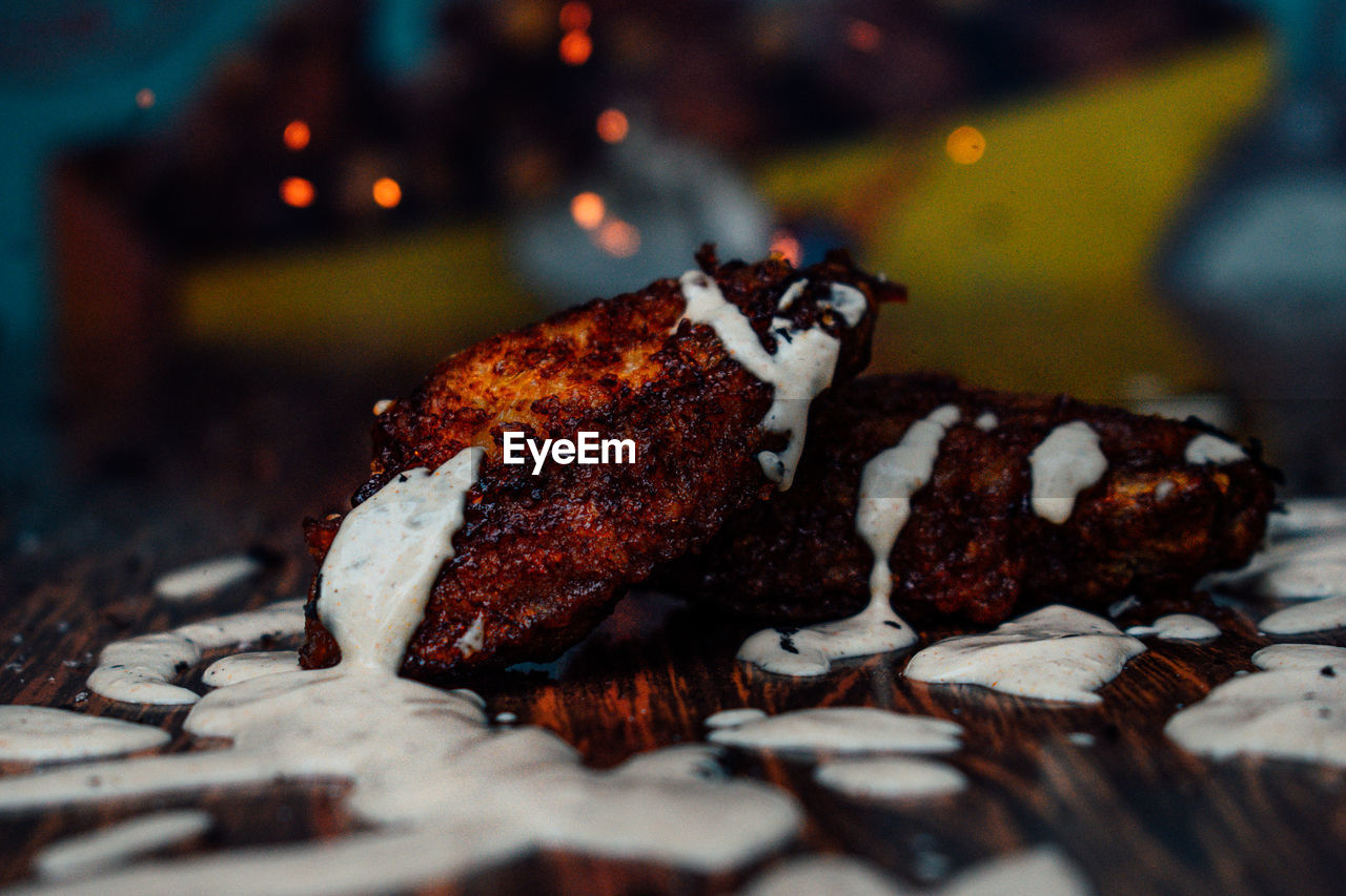 Close-up of cookies on table