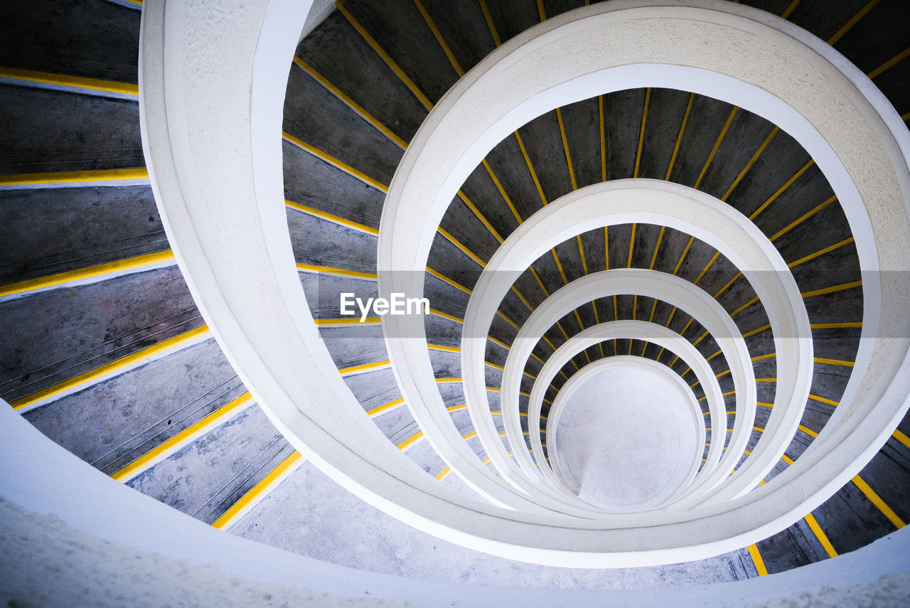 High angle view of spiral staircase