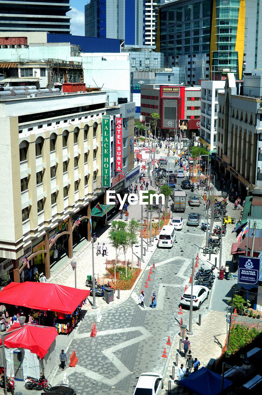 High angle view of traffic on city street