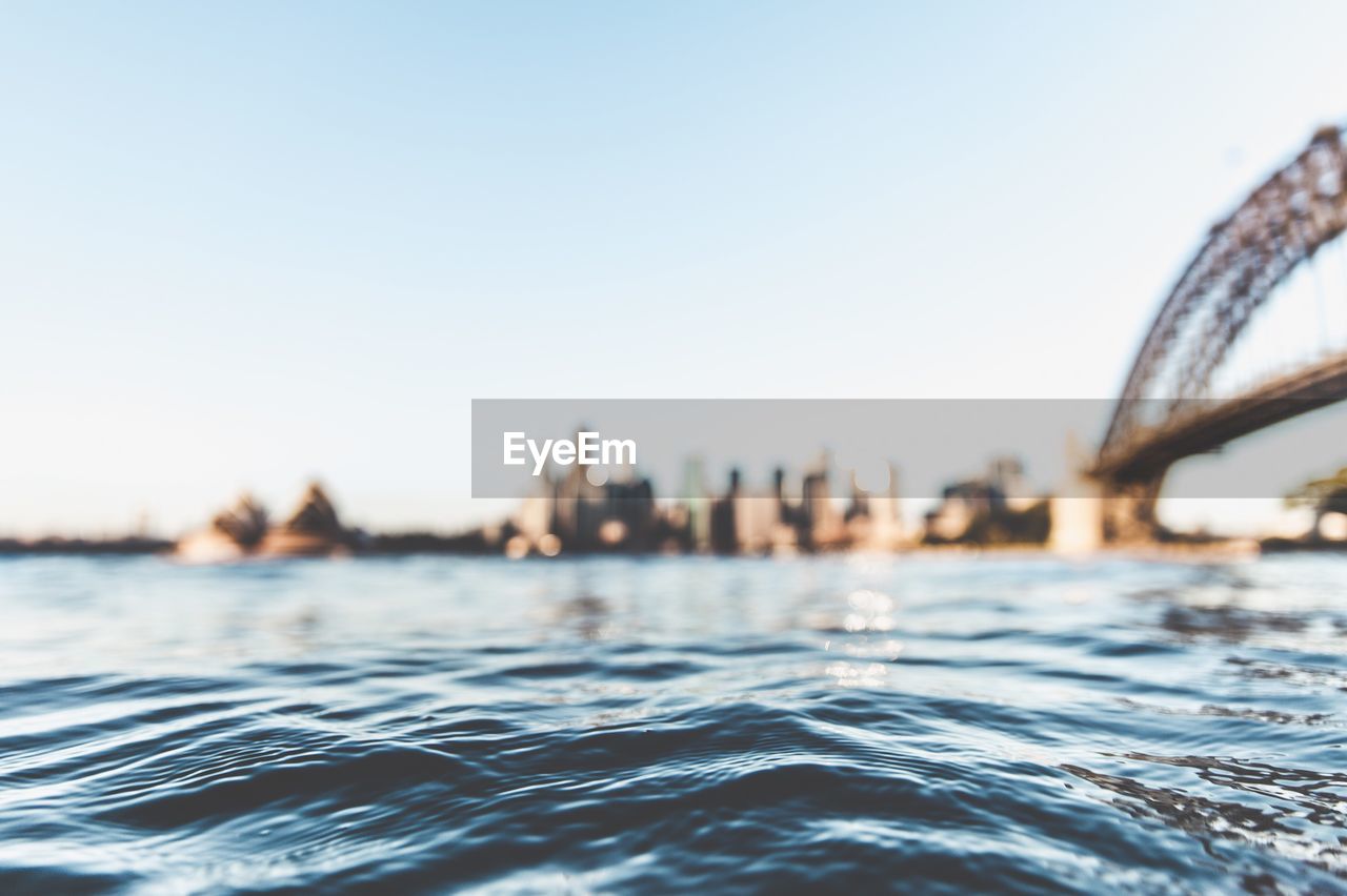 Surface level view of calm sea in sydney harbour