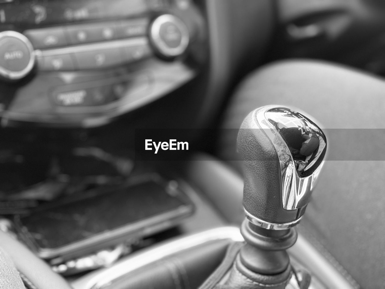 Close-up of car gearshift 